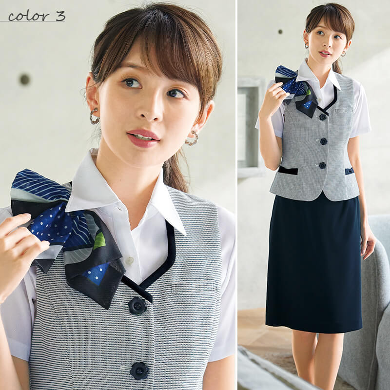 【全品P3倍★10/1限定】事務服ブローチ安全ピン簡単ワンタッチアクセサリーOP173ジョアアンジョアenjoieブルーレッド柄制服事務オフィス受付ホテルブライダルイベントスタッフ窓口案内インフォメーションフロントコン