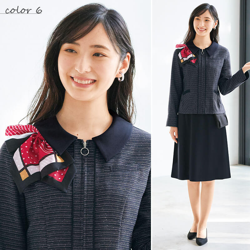 【全品P3倍★10/1限定】事務服ブローチ安全ピン簡単ワンタッチアクセサリーOP173ジョアアンジョアenjoieブルーレッド柄制服事務オフィス受付ホテルブライダルイベントスタッフ窓口案内インフォメーションフロントコン