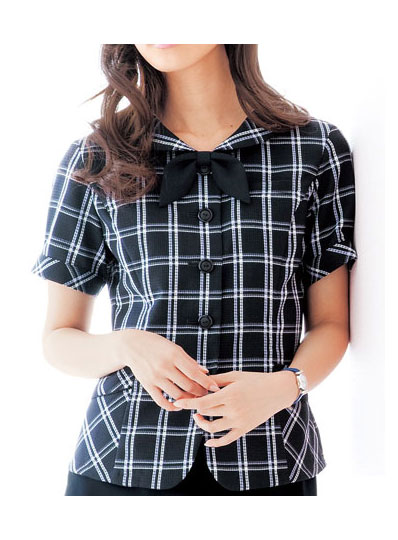 ヌーボ 給食帽 事務服 企業制服 チェック ブラウス ラベンダー Nuovo 介護 5 19号 オフィス かわいい リボン ヌーヴォ 送料無料 ネイビー ブラウス オーバーブラウス オフィスユニフォーム レディース おしゃれ制服 ビジネス 事務 フォーマル 丸襟 紺 仕事用 半袖