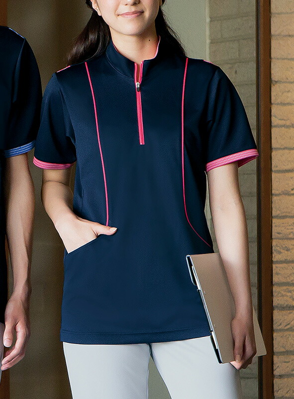 【5％OFFクーポン対象★4/15限定】介護 男女兼用 ニットシャツ ポロシャツ 半袖 レディース メンズ 吸汗速乾 温調機能 工業洗濯OK 紺 SS-3L 介護ユニフォーム 介護用品 介護服 介護士 介護福祉士 職員 ケアワーカー
