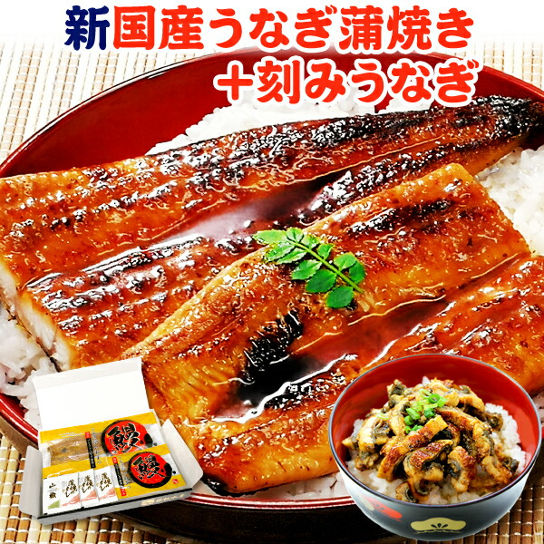 鹿児島産 新 国産 うなぎ蒲焼き 約170g1尾 + 刻みうなぎ70g ギフトボックス付 送料無料 海鮮 プレゼント グルメ