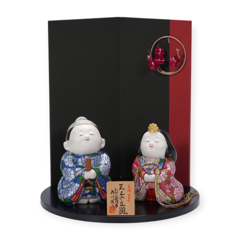 【木目込み雛人形】天上の立雛 親王飾り | 石川佳正作｜人形の岩崎店