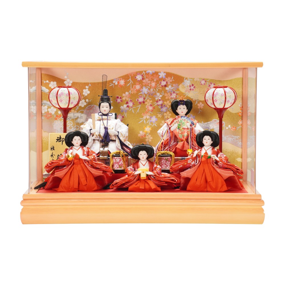 【雛人形】小芥子「桃華」 五人揃いアクリルケース飾り | 雅秀作|人形の岩崎店