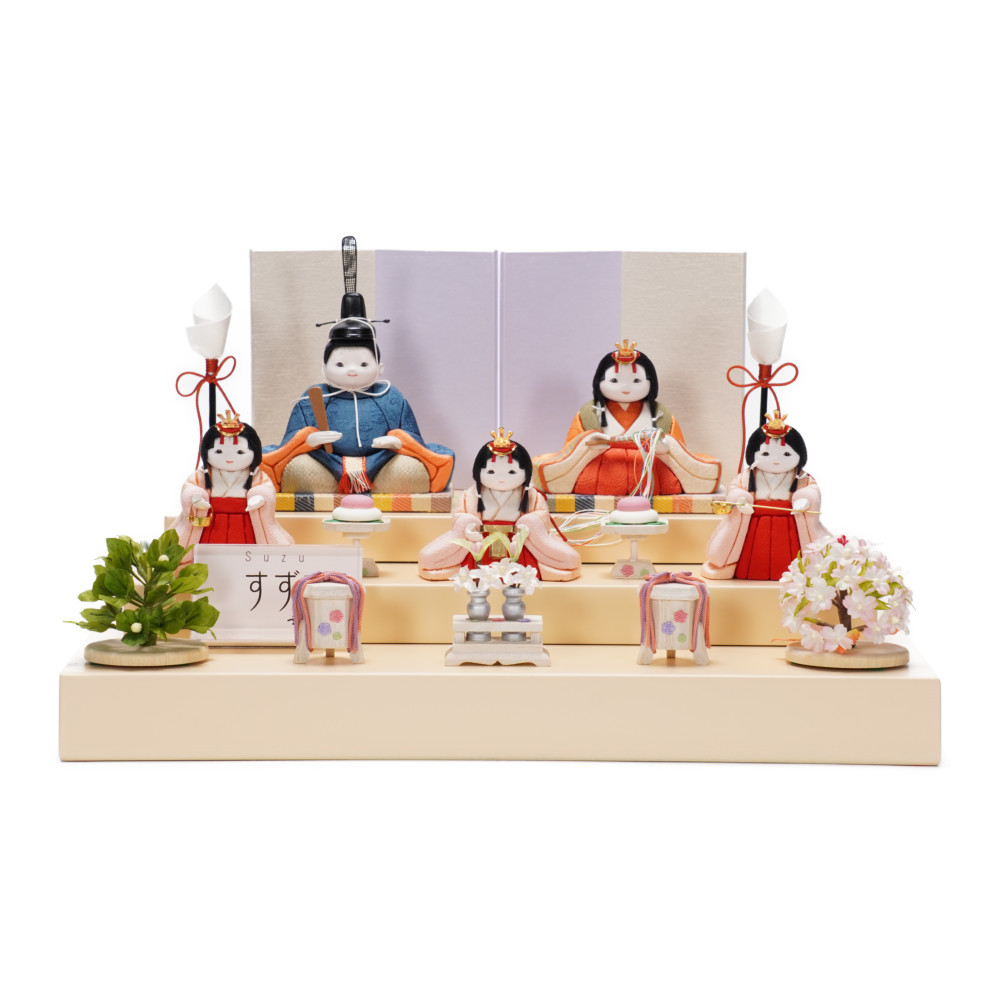 【木目込み雛人形】「すず」 五人揃い三段飾り | 幸一光作 65,340円