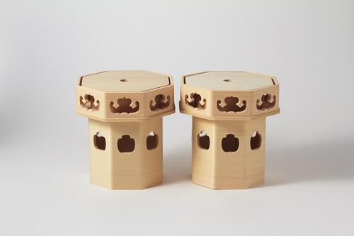 八角本山型供笥6寸（約18×18cm）木地使い(木曽ヒノキ)