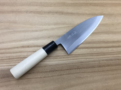 源明利 出刃 150mm 白二鋼 水牛桂 ぼかし仕上 片刃 越前打刃物 日本製 鍛造 手造り