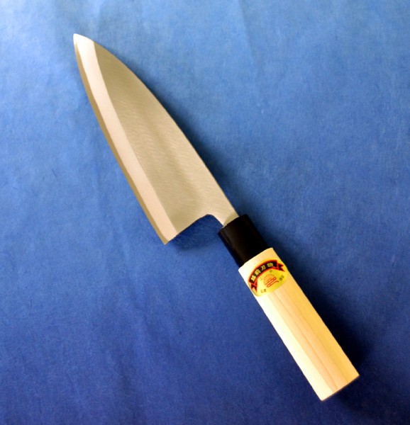 江戸菊水 磨き 出刃 左用 165mm 片刃 鋼付 朴柄 越前打刃物 日本製 鍛造｜岩内金物店店