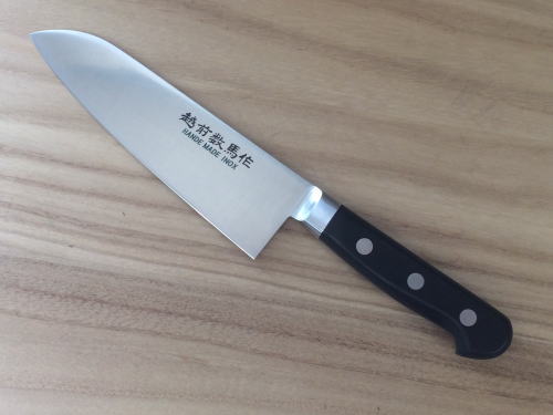 越前数馬 イノックス 本焼 三徳 165mm 両刃 共口金 黒合板柄 INOX 通し中子 越前打刃物 日本製