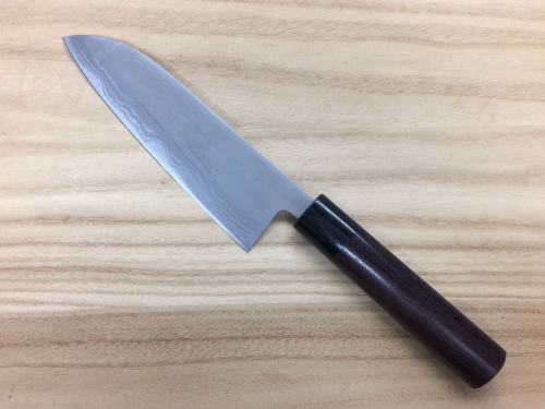 源明利 積層 青二鋼 銀龍 三徳 165mm 両刃 紫壇材シノギ柄 越前打刃物 日本製 鍛造 手造り｜岩内金物店店 12,250円