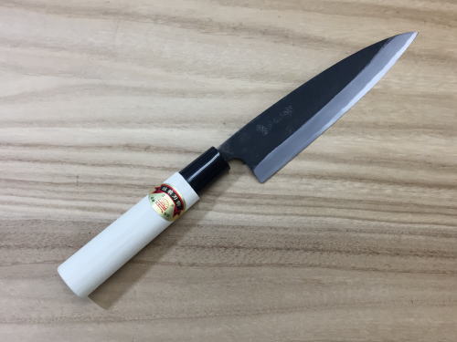 江戸菊水 黒打 身卸包丁 165mm 片刃 鋼付 朴柄 越前打刃物 日本製 鍛造