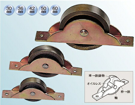 ヨコヅナ スミトモローラー戸車 平型 鉄枠 50mm RJM-0502 【12個】
