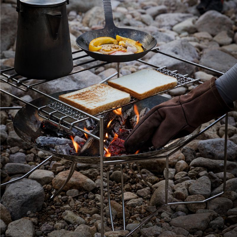 ムラコ　焚き火台　ファイヤーベース　保護シート付き　グリル　ソロキャンプ 楽天市場】焚き火台 折りたたみ式 コンパクト 焚火台ムラコ