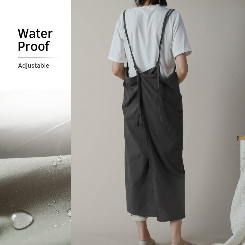 楽天市場 エプロン おしゃれ かわいい フリーサイズ 幅 長さ 約 109cmx97cm ポケット カジュアル カフェ 無地 割烹着 シンプル 保育士 美容師 レストラン 料理教室 ケーキ作り 花屋 キッチン レディース ワークエプロン ロングエプロン ワンピースタイプ 送料無料
