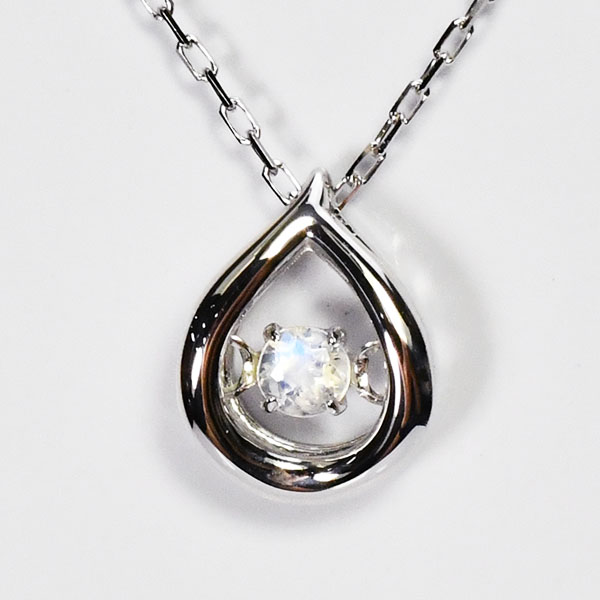 6月の誕生石 ブルームーンストーン ダンシングストーンネックレス（雫ドロップ） 誕生石ネックレス ホワイトゴールド 天然石