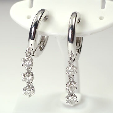 ピアリング イヤリング K18WG・ダイヤ0.3ct ピアリング レディース|癒し通りのアクセサリー屋さん