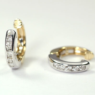 ピアリング イヤリング K18＆K18WG・ダイヤ0.2ct ピアリング レディース｜癒し通りのアクセサリー屋さん