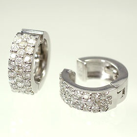 ピアリング イヤリング ダイヤモンド K18WG・ダイヤ1.0ct ピアリング（パヴェ）｜癒し通りのアクセサリー屋さん