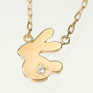 うさぎ ネックレス ピンクゴールド ネックレス K10PG・ダイヤモンド0.01ct　うーちゃんペンダント（ネックレス）