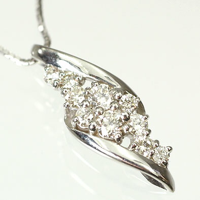 【送料無料】【ダイヤモンドペンダント】K18WG・ダイヤ0.5ct（SIクラス・鑑別書カード付）　エレガント１０ペンダント(ネックレス)【smtb-m】