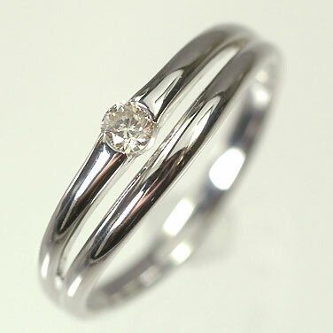 ダイヤモンド リング K10WG・ダイヤモンド0.10ct　シンプルリング（指輪） ダイヤモンド指輪