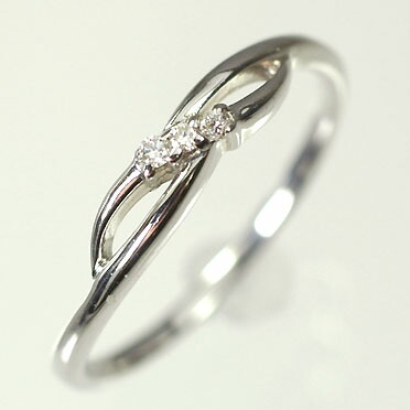 ダイヤモンド リング K10WG・ダイヤモンド0.03ct　スリーストーンリング（指輪） ダイヤモンド指輪