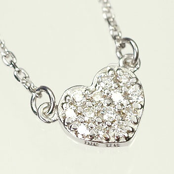 ダイヤモンド ネックレス K18WG・ダイヤ0.1ct　ハートパヴェネックレス｜癒し通りのアクセサリー屋さん