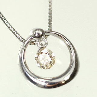 ダイヤモンド ネックレス K10WG・ダイヤ0.1ct　シェイク・イン・ザ・サークルペンダント（ネックレス）