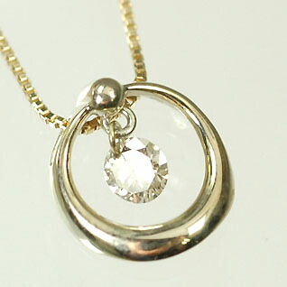 ダイヤモンド ネックレス K10YG・ダイヤ0.1ct　シェイク・イン・ザ・サークルペンダント（ネックレス）