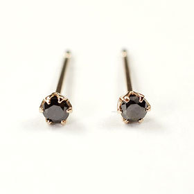 【ダイヤモンドピアス】【ピンクゴールドピアス】K10PG・ブラックダイヤ0.1ct スタッドピアス☆ 割引 半額以下 ☆|癒し通りのアクセサリー屋さん