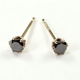 【ダイヤモンドピアス】【ピンクゴールドピアス】K10PG・ブラックダイヤ0.2ct スタッドピアス☆ 割引 半額以下 ☆|癒し通りのアクセサリー屋さん
