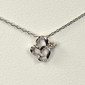 ダイヤモンド ネックレス K10WG・ダイヤモンド0.01ct　ダブルハートペンダント 52,536円