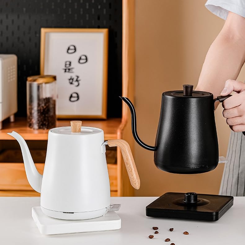 灯し火湯わかし 珈琲 ドリップ湯わかし 800ML 1000W コーヒーポット 空焚き押しとどめる 細口 珈琲湯わかし 珈琲 紅茶の葉 茶の葉 差し上げ物用 ドリップ ポット 肌理調 勝手もと設備 黒いこと/白いこと