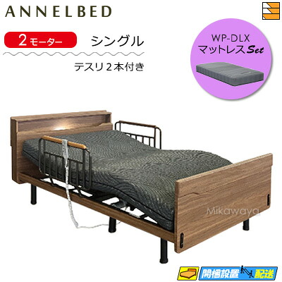 【マットレス・テスリ付】【お届けは備え付けるまで】【定まり売りわたす店】御膳上等 電動臥榻 アンネルベッド RN フィガロ CT  2原動機 押し込み WP晴れ晴れしい マットレス付 ラクネルシリーズ用 テスリ2本付 シングル AB0052