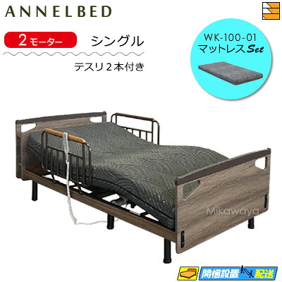 【マットレス・テスリ付】【お届けは据え付けるまで】【定め事売りわたす店】御前上等 電動寝台 アンネルベッド RN レストア CT 2原動機 押し入れ WK-100-01 マットレス付 ラクネルシリーズ用 テスリ2本付 シングル AB0079