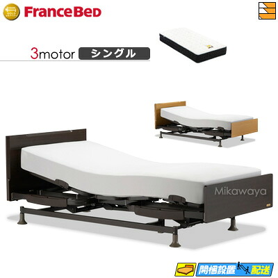 【今ならフランスベッドの敷き布が貰える】【シングル】【マットレス付】 【お届けは据え付けるまで】フランスベッド レステックス 101F 3原動機 銀-BAE-PW-FK マットレス付き添い人 シングル 電動寝台 FC1828