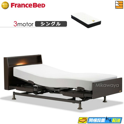 【今ならフランスベッドの敷き布が貰える】【シングル】【マットレス付】 【お届けは据え付けるまで】フランスベッド レステックス 103C 3原動機 銀-BAE-PW-FK マットレス付き添い人 シングル 電動寝台 FC1864
