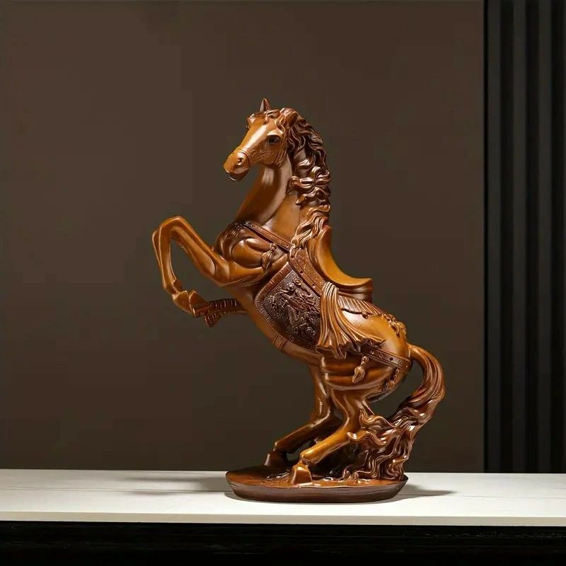 置物 馬 オブジェ ブラウン ブラック レッド 樹脂 彫刻 インテリア ホームデコ お洒落 かっこいい ヴィンテージ調 リビング オフィス 書|IZAMストア
