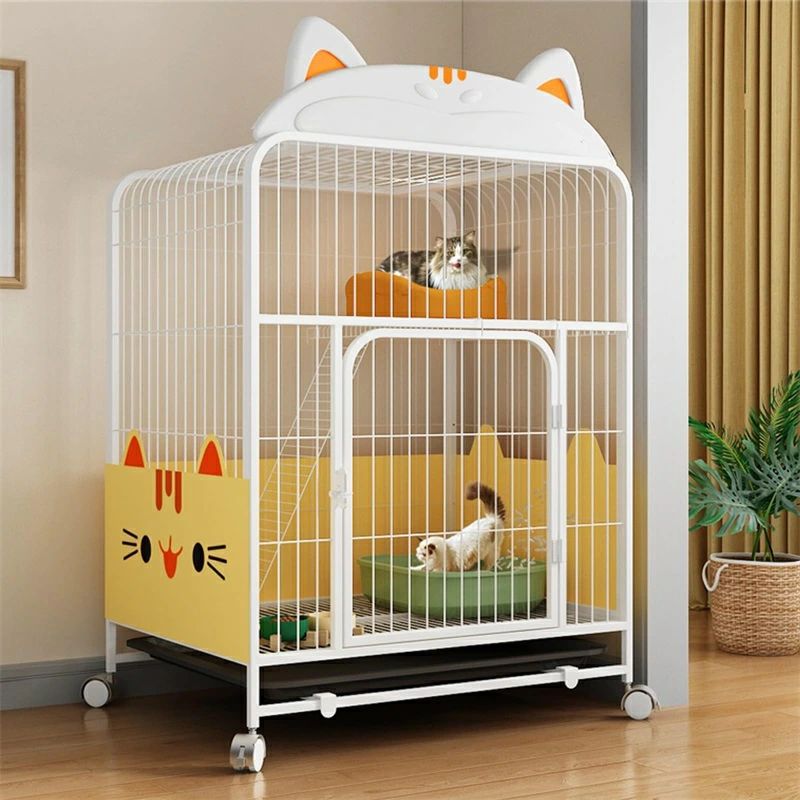猫ケージ 屋内猫エンクロージャー 金属猫ベビーサークル犬小屋 ペットクレート 特大ハンモック付き 1-2匹の猫用｜IZAMストア