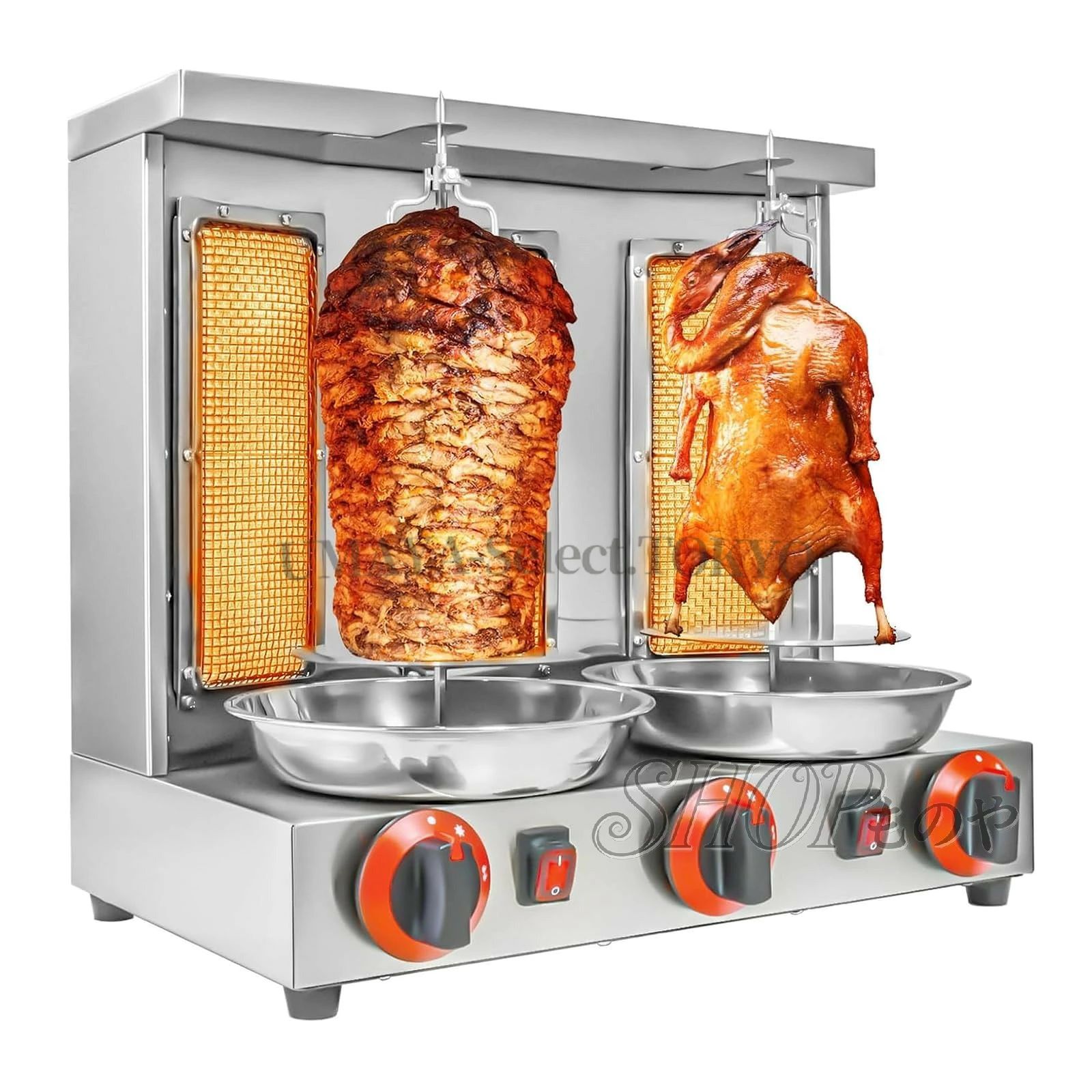 ケバブマシン 業務用 家庭用 ガス式（LPG）ケバブ焼き器 垂直ブロイラーホルダー バーベキューグリル 3 バーナー 独立制御スイッチ 自動｜IZAMストア