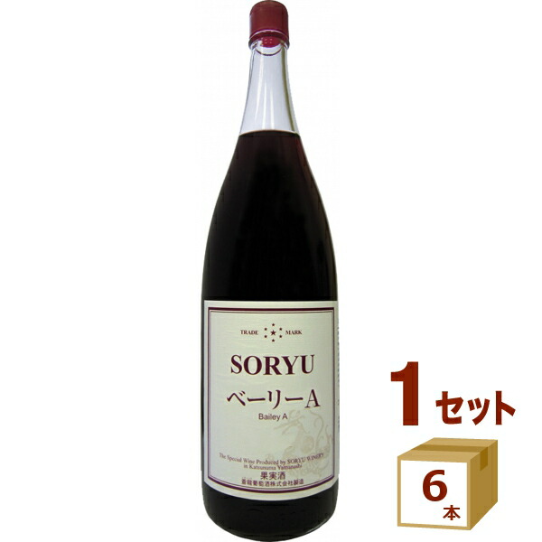 蒼龍葡萄酒 SORYU ベーリーA 赤ワイン ライトボディ 一升瓶 1.8L 山梨県 1800ml×6本【送料無料※一部地域は除く】