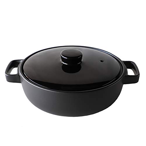 TAMAKI 土鍋 トート 3-4人用 ブラック 直径29.7×奥行23.6×高さ11cm 食器洗浄機・電子レンジ・オーブン・直火対応 T-92