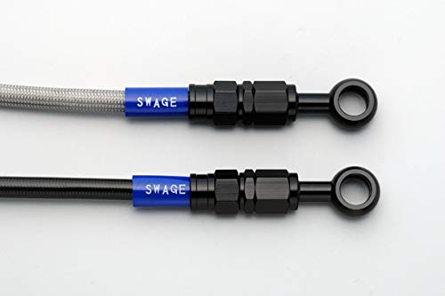 SWAGE LINE(スウェッジライン) フロントブレーキホースキット アルミ(ブラック/ブラック) ブラックスモークホース セロー225 85