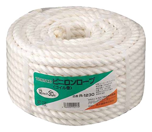 TRUSCO(トラスコ) ビニロンロープ 白 12mm×30m 3つ打タイプ R-1230