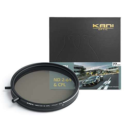 KANI 77粍 変数ND水漉し ND2-64+CPL 減光成り行き最大限度6絞り分 多役立つこと水漉し 着脱式合わせる用ノッブ付 高濃さ時X状ムラ押さえ付ける