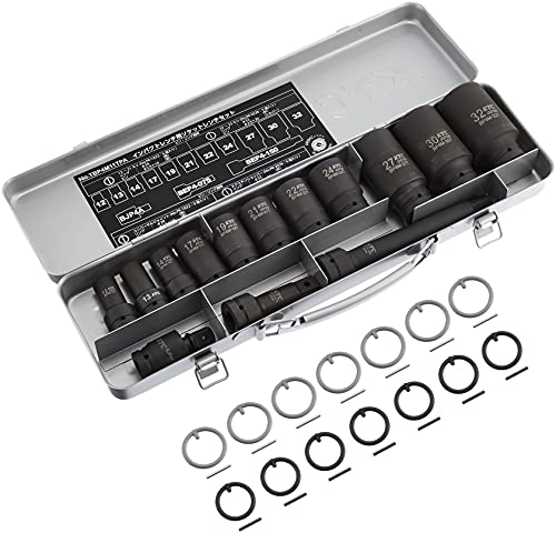 京都機械工具(KTC) 14点組 12.7SQ インパクトレンチ用 ソケットレンチセット セミディープ薄肉 TBP4M11TPA