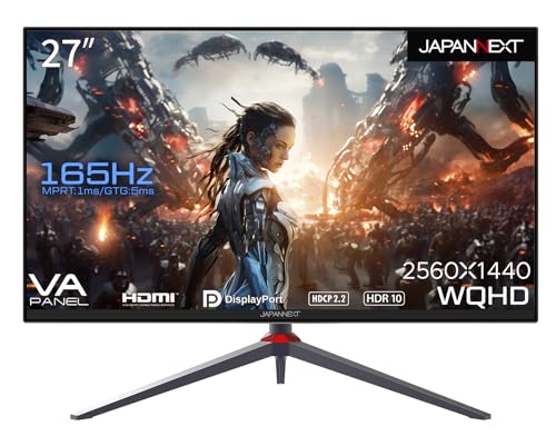 JAPANNEXT 27インチ ゲーミングモニター 165Hz 1ms WQHD 2560x1440解像度 VA パネル ディスプレイ (HDM