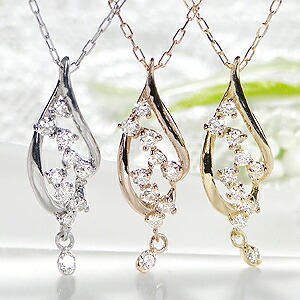 K18WG/PG/YG 0.13ct ダイヤモンド ネックレス ペンダント 【送料無料】 ４月誕生石 SI おすすめ 人気 おしゃれ 品質保証書 新作 プレゼント 代引手数料無料 ラッピング無料 18金 ホワイト イエロー ピンク 揺れる