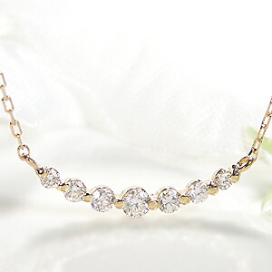 楽天市場】K18WG/PG/YG 0.12ct ダイヤモンド V字 ラインネックレス