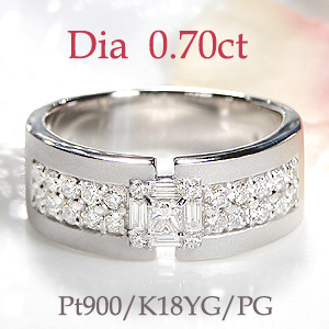 楽天市場】Pt900/K18YG【0.75ct】プリンセス＆ラウンド 幅広 リング