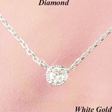 ダイヤモンド ネックレス 一粒 0.1ct アンティーク風 天然石 0.1カラット レディース 50代 40代 60代 30代 20代 10金ホワイトゴールド k10wg 4月誕生石 妻 彼女 ギフト プレゼント|ジュエルアウリィ店